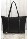 Lacey Siyah Şeritli Shopper Kadın Omuz Çantası