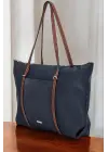 Lacey Lacivert-Taba Şeritli Shopper Kadın Omuz Çantası