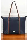 Lacey Lacivert-Taba Şeritli Shopper Kadın Omuz Çantası