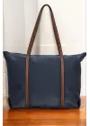 Lacey Lacivert-Taba Şeritli Shopper Kadın Omuz Çantası
