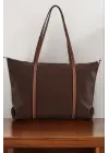 Lacey Kahve-Taba Şeritli Shopper Kadın Omuz Çantası