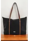 Lacey Siyah-Taba Şeritli Shopper Kadın Omuz Çantası