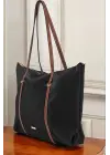 Lacey Siyah-Taba Şeritli Shopper Kadın Omuz Çantası