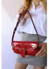 Rock Red Crocodile Womens Baguette Shoulder Bag