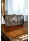 Elenor Dark Mink Croco Womens Shoulder Bag with Staple Detail