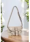 Rock Mink Crocodile Womens Baguette Shoulder Bag