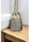 Charlotte Mink Tassel Bucket Womens Shoulder Bag