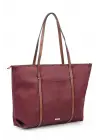 Lacey Burgundy-Tan Striped Shopper Womens Shoulder Bag