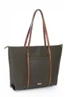 Lacey Khaki-Taba Striped Shopper Womens Shoulder Bag