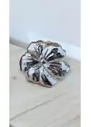 Flower Womens Hand and Shoulder Bag with Silver Chain Strap