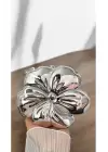 Flower Womens Hand and Shoulder Bag with Silver Chain Strap