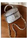 Leslie White Patent Leather Womens Box Shoulder Bag