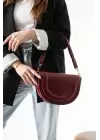 Medusa Bordo Kontrast Dikişli Kolon Askılı Kadın Omuz Çantası