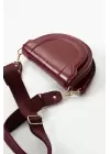 Medusa Bordo Kontrast Dikişli Kolon Askılı Kadın Omuz Çantası