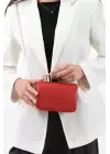 Piers Kırmızı Tasarım Kulplu Zincir Askılı Mini Kadın Omuz Çantası