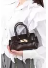 Laurie Kahve Tasarım Kilit Aksesuarlı Zincir Askılı Kadın Mini Omuz Çantası