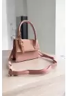 Jundia Pembe Tasarım Kemer Detaylı Mini Kadın El Ve Omuz Çantası