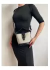 Alin Keten Siyah Kontrast Kova Model Kadın Omuz Çantası