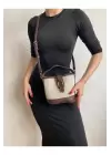 Alin Keten Kahve Kontrast Kova Model Kadın Omuz Çantası