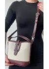 Alin Keten Bordo Kontrast Kova Model Kadın Omuz Çantası