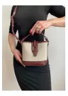 Alin Keten Bordo Kontrast Kova Model Kadın Omuz Çantası