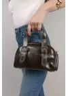 Lismary Kahve Kemer Detay Fermuar Kapama Kadın Omuz Çantası