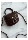 Leslie Kahve Rugan Kadın Kutu Omuz Çantası