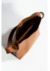 Nastroy Büyük Boy Kemer Detaylı Çıt Çıt Kapamalı Shopper Taba Cilt Trend Kadın Omuz Çantası