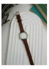 Jade Kahve Retro Suni Deri Kordon Minimal Kadın Kol Saati
