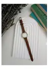 Jade Kahve Retro Suni Deri Kordon Minimal Kadın Kol Saati