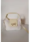 Ribbon Keten Sarı Mini Kadın El Kol Ve Omuz Çantası