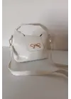 Ribbon Krem Mini Kadın El Kol Ve Omuz Çantası