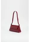 Anjeli Bordo Rugan Kapaklı Trend Baget Kadın Omuz Çantası