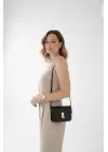 Sophia Parlak Siyah Mandal Kapamalı Kadın Omuz Çantası