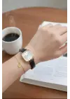 Lavinia Siyah Cilt Deri Kordonlu Kare Minimal Kadın Kol Saati