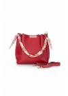 Valeria Üç Bölmeli Fularlı Ayarlanabilir Askılı Kırmızı Cilt Trend Kadın El Ve Omuz Çantası