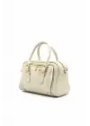 Lovina Krem Çift Fermuar Gözlü Trend Kadın Omuz Çantası