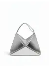 Serena Gümüş Rugan Üçgen Detaylı Kadın El Kol Ve Omuz Çantası