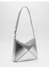 Serena Gümüş Rugan Üçgen Detaylı Kadın El Kol Ve Omuz Çantası