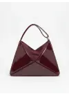 Serena Bordo Rugan Üçgen Detaylı Kadın El Kol Ve Omuz Çantası