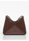 Serena Kahverengi Rugan Üçgen Detaylı Kadın El Kol Ve Omuz Çantası