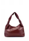 Melora Bordo Vegan Deri Düğüm Detaylı Kadın El Ve Omuz Çantası