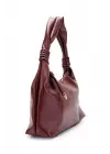 Melora Bordo Vegan Deri Düğüm Detaylı Kadın El Ve Omuz Çantası