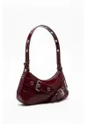 Casey Bordo Rugan Kemer Detaylı Kadın Baget Omuz Çantası