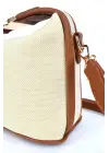 Toile Taba Detaylı Kanvas Çift Askılı Kadın El Kol Ve Omuz Çantası
