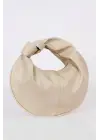 Helen Düğümlü Krem Örgü Desen Trend Mini Kadın Bowl Bag