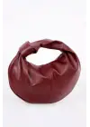 Helen Düğümlü Bordo Cilt Trend Kadın Mini Bowl Bag