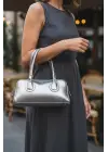 Henna Gümüş Fermuar Kapama Pinterest Model Kadın Omuz Çantası