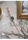 İsabelle Krem Deri Kordonlu Yeşil Kare Minimal Kadın Kol Saati