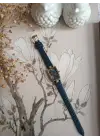 Lavinya Premium Su Geçirmez Lacivert Kroko Deri Kordonlu Gold Taşlı Kasa Lacivert Kadran Romen Rakamlı Vintage Kadın Kol Saati